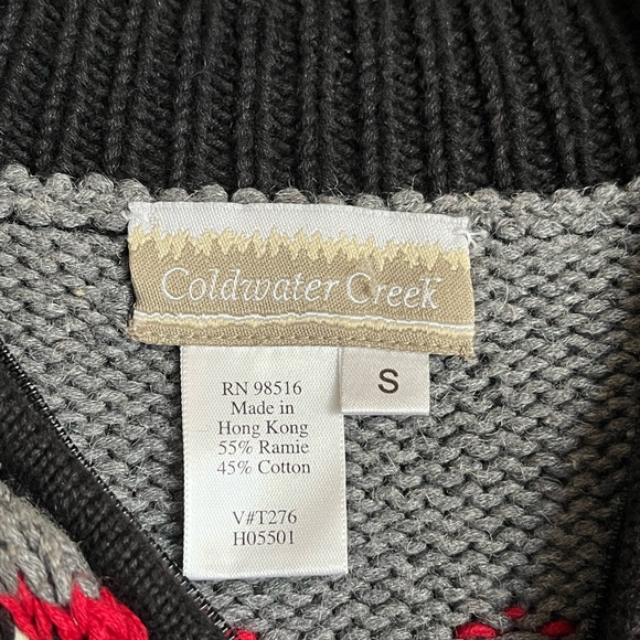 Vintage Coldwater Creek Sweater Vest Womens S Knit Red Black Gray Holiday Zip - Picture 5 of 6